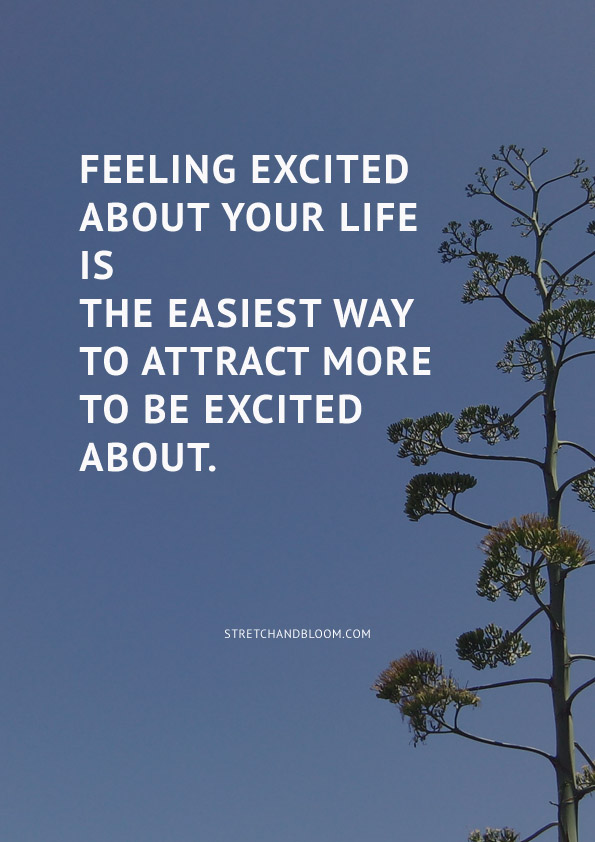 How to reconnect with your soul quote: Feeling excited  about your life  is the easiest way  to attract more  to be excited about